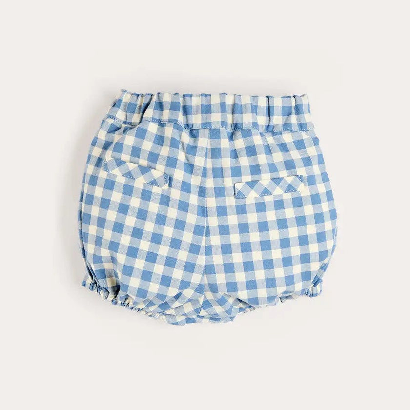 Darby Gingham Button Detail Bloomers in Blue (3mths-3yrs)
