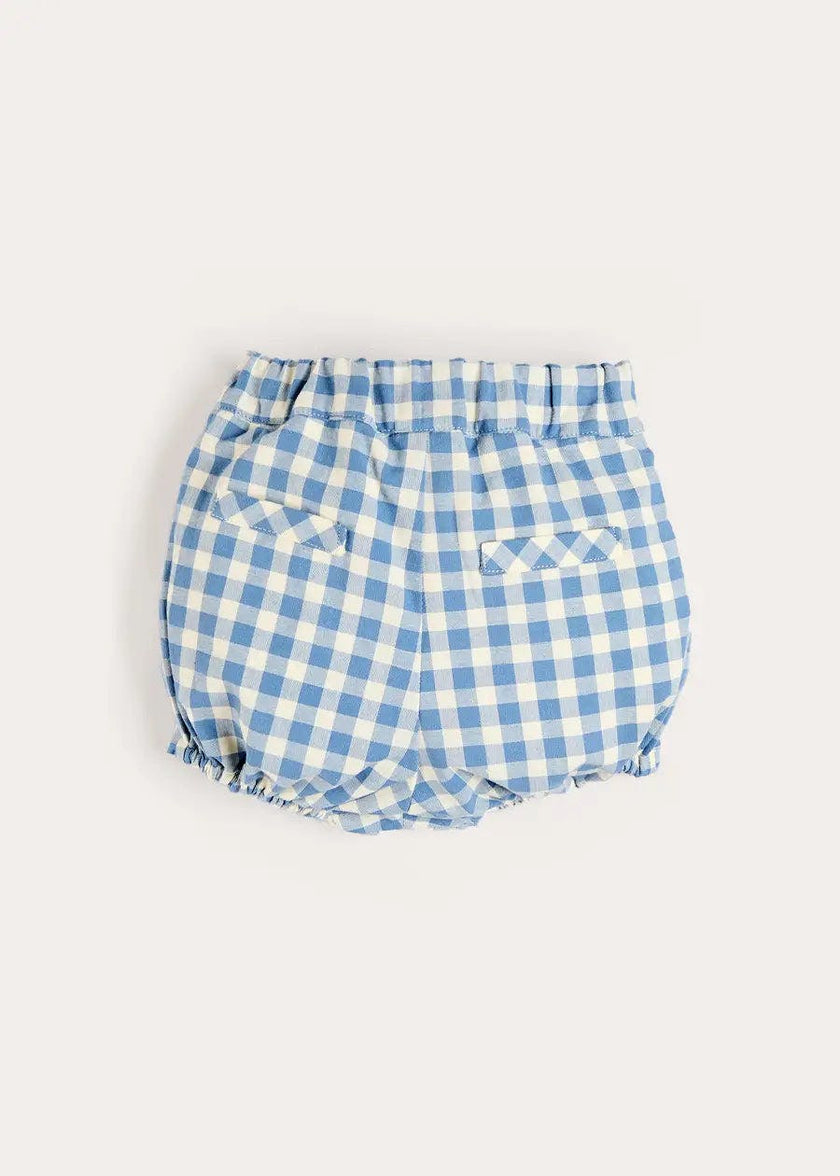 Darby Gingham Button Detail Bloomers in Blue (3mths-3yrs)