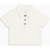 Ezra Muslin Short Sleeve Polo - Coconut