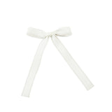 Halo Luxe Esmae Lace Trimmed Linen Bow Hair Clip - White