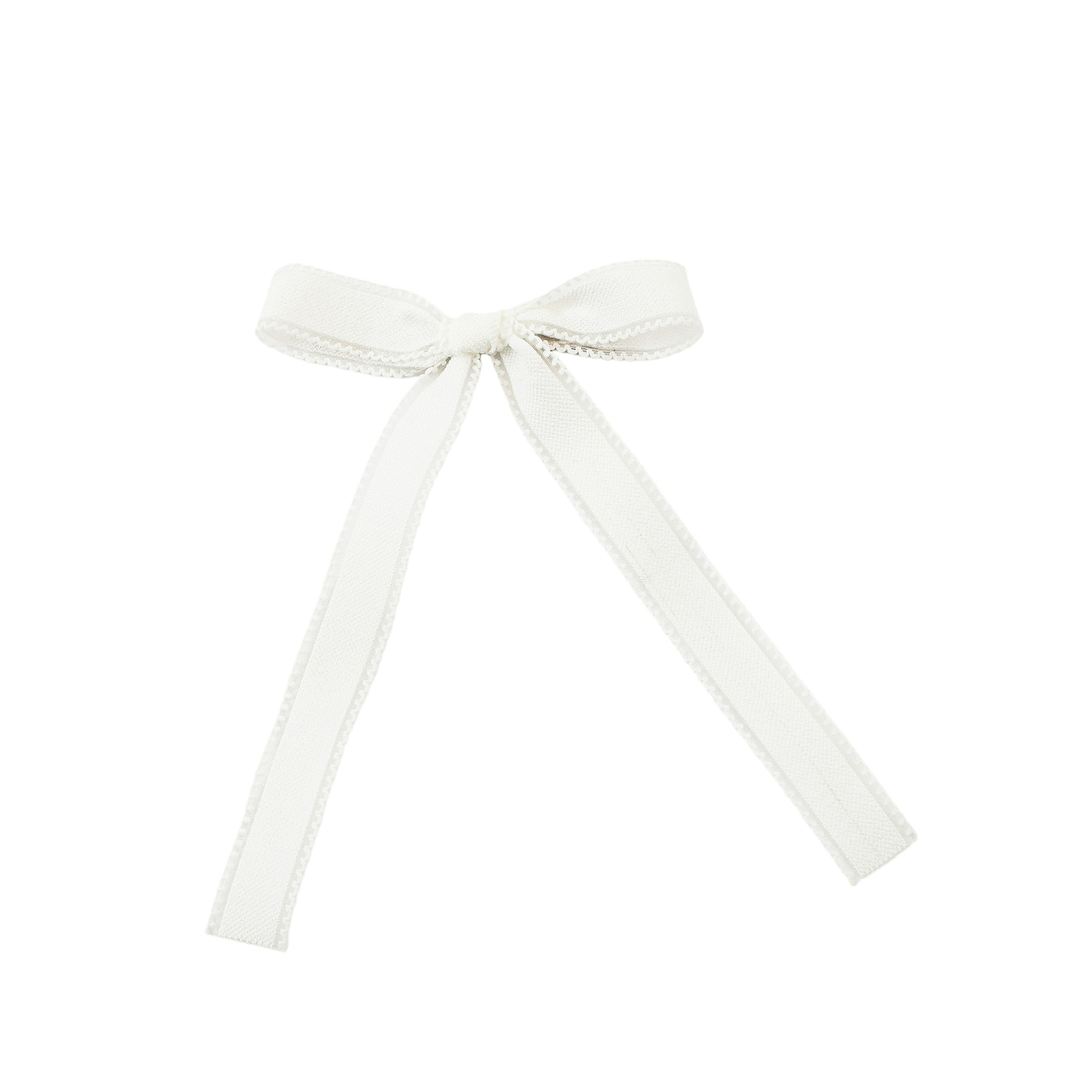Halo Luxe Esmae Lace Trimmed Linen Bow Hair Clip - White