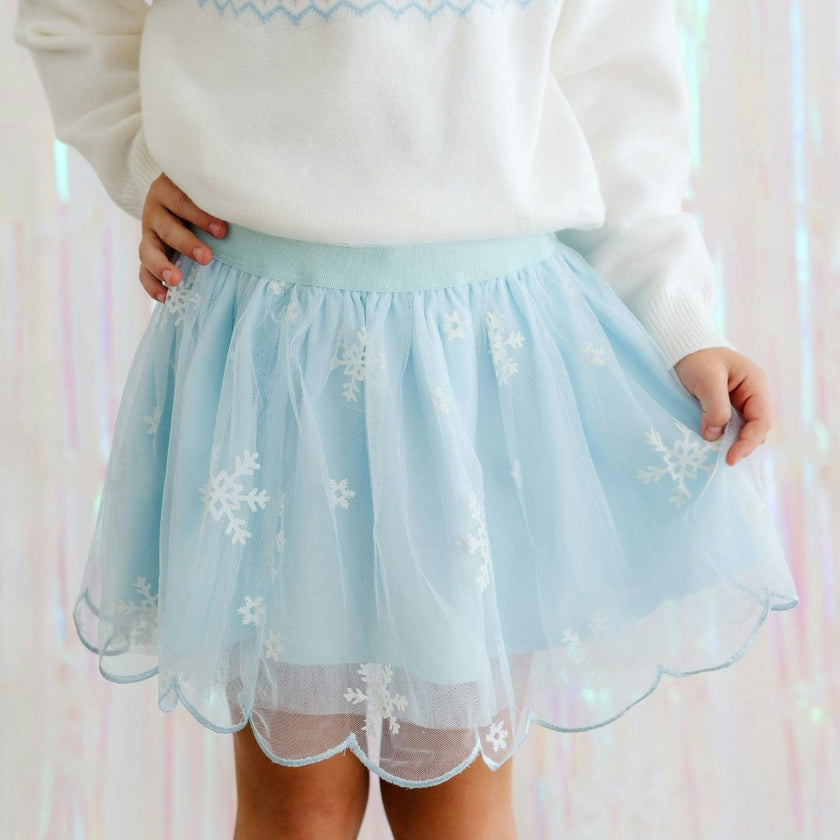 Glitter Snowflake Scalloped Tutu Skirt