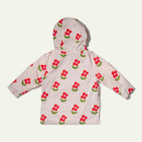 Baby Flower Print Ribbed Cuff Hooded Zipper Raincoat