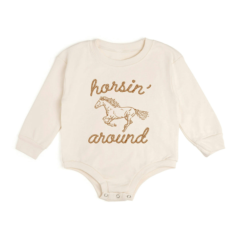 Horsin' Around Western Long Sleeve Romper