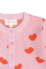 Love Hearts Peplum Cardigan | Bubble Gum