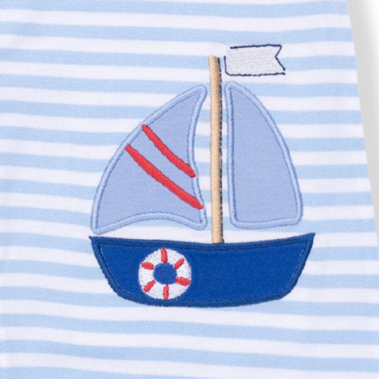 Bubbly Sailboat Stripe - Sleeveless Romper