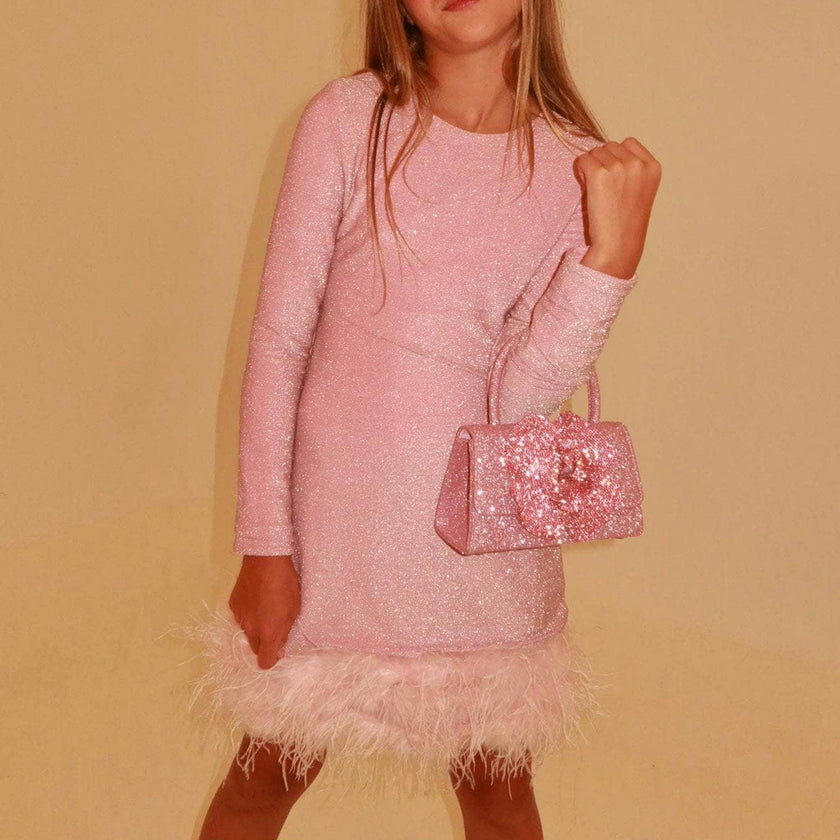 Pink Shimmer Feather Dress