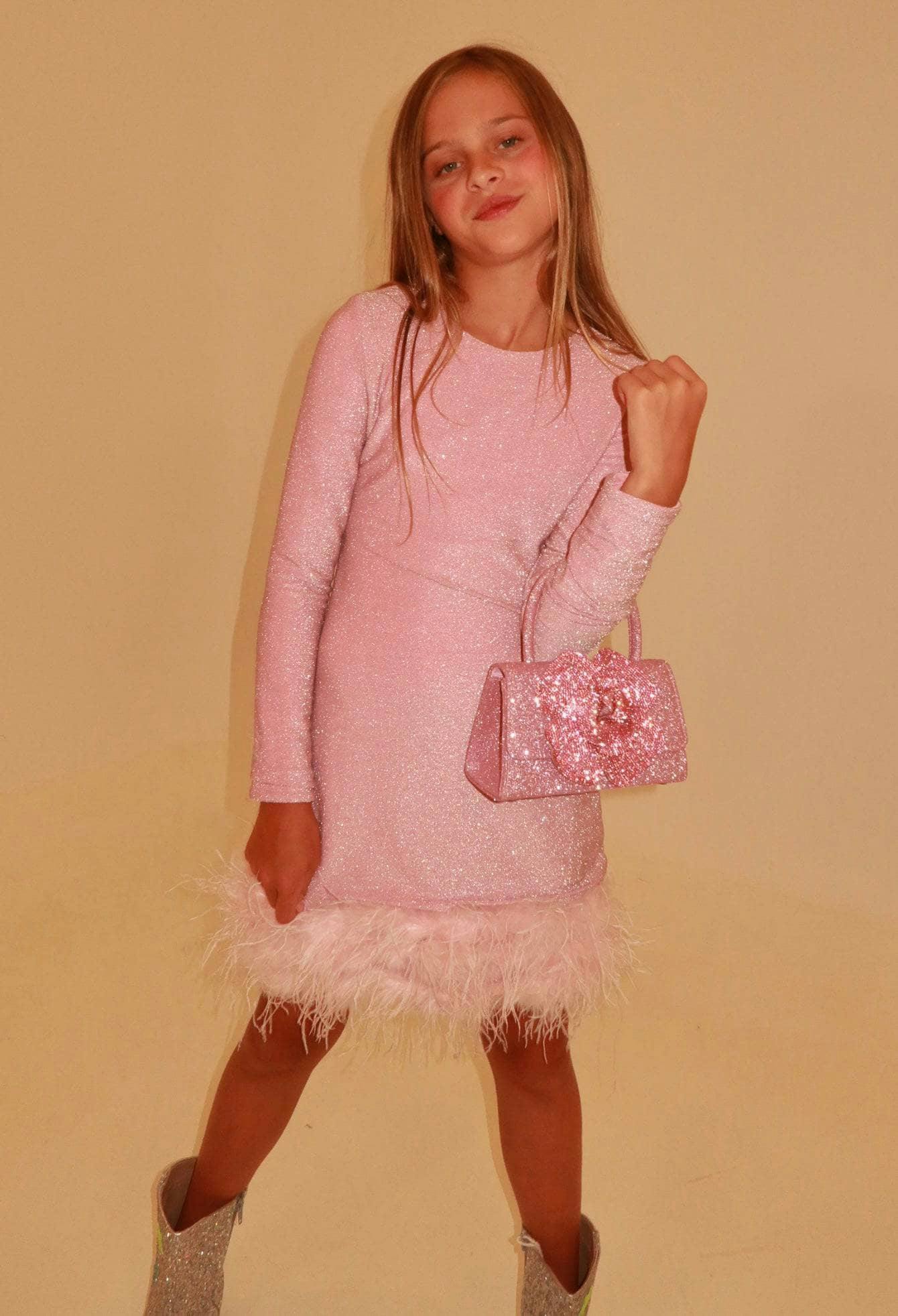 Pink Shimmer Feather Dress
