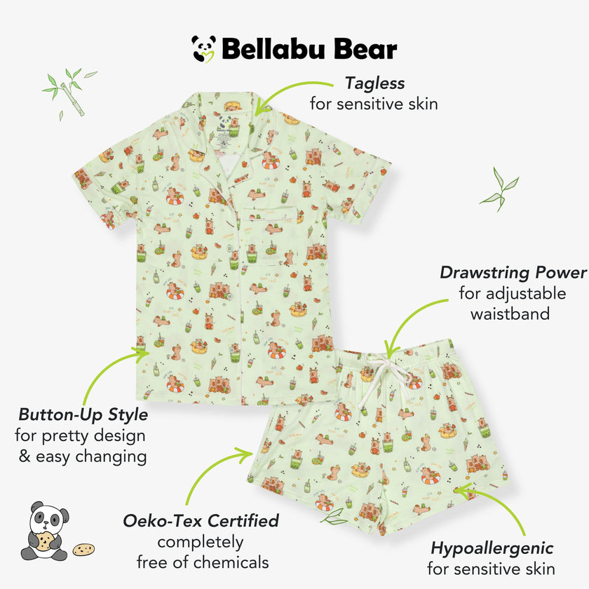 Capybara Boba Bamboo Women's Pajama Short Set