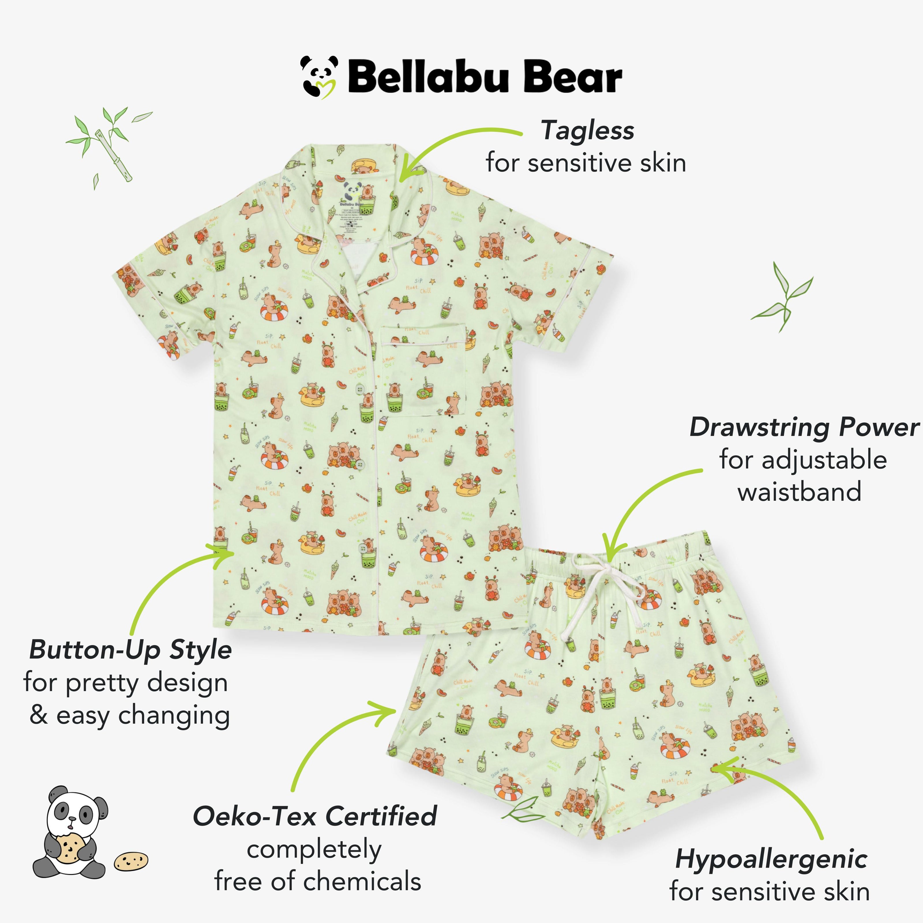 Capybara Boba Bamboo Women's Pajama Short Set