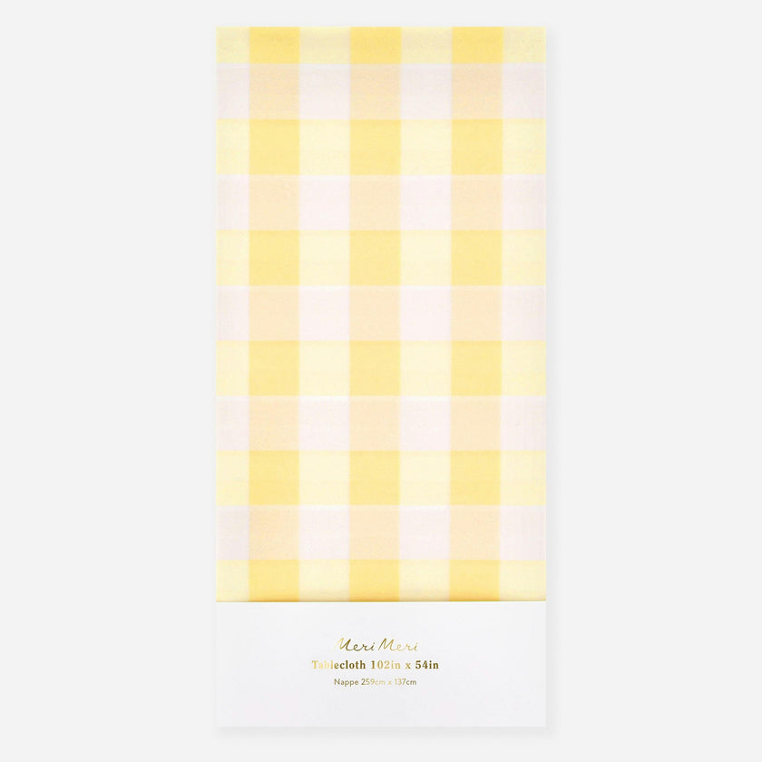 Yellow Gingham Paper Tablecloth