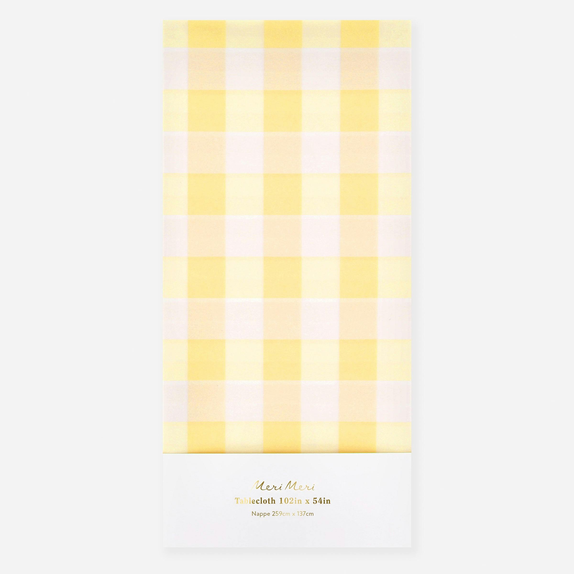 Yellow Gingham Paper Tablecloth