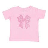 Pink Bow Sequin Patch Short Sleeve T-Shirt