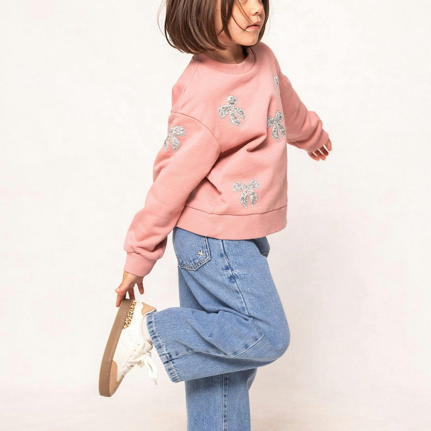 Mini Micah Crew Neck Sweatshirt in Pink & Bows
