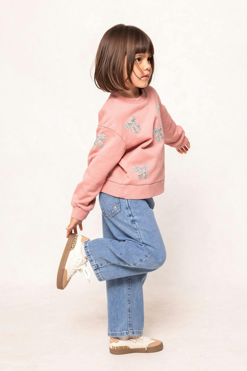 Mini Micah Crew Neck Sweatshirt in Pink & Bows