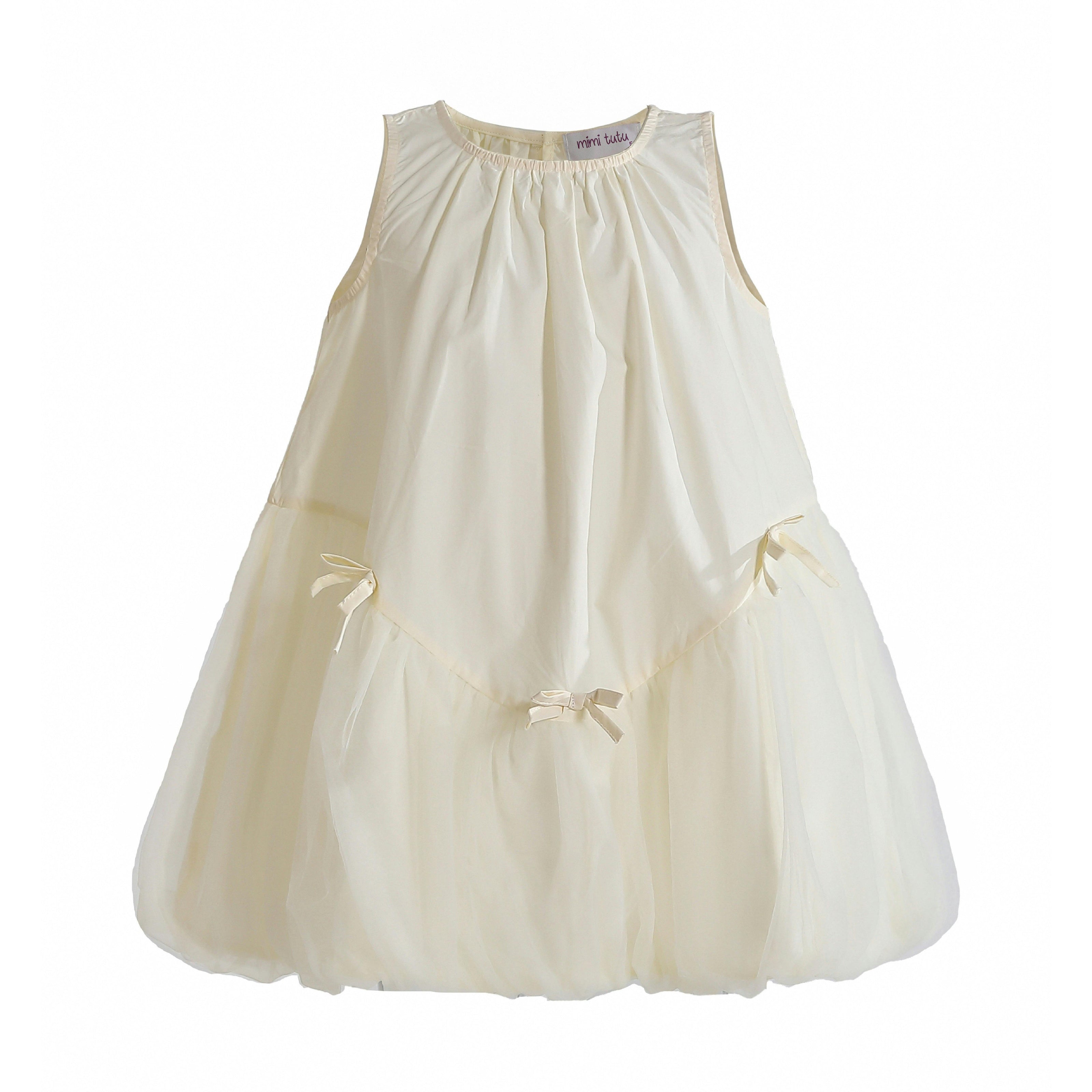 Cream Marielle Layered Bow Tulle Dress