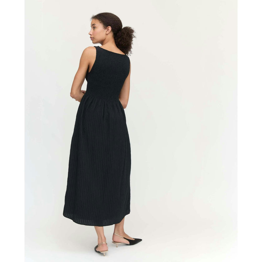 The Cosima Nap Dress - Black Tonal Seersucker