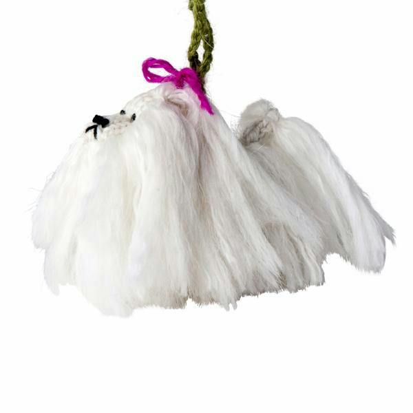 Maltese Dog Hand Knit Christmas Ornament