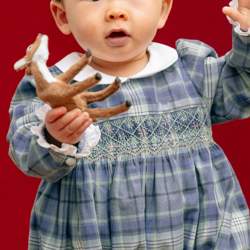 Heidi Blue Tartan Baby Romper