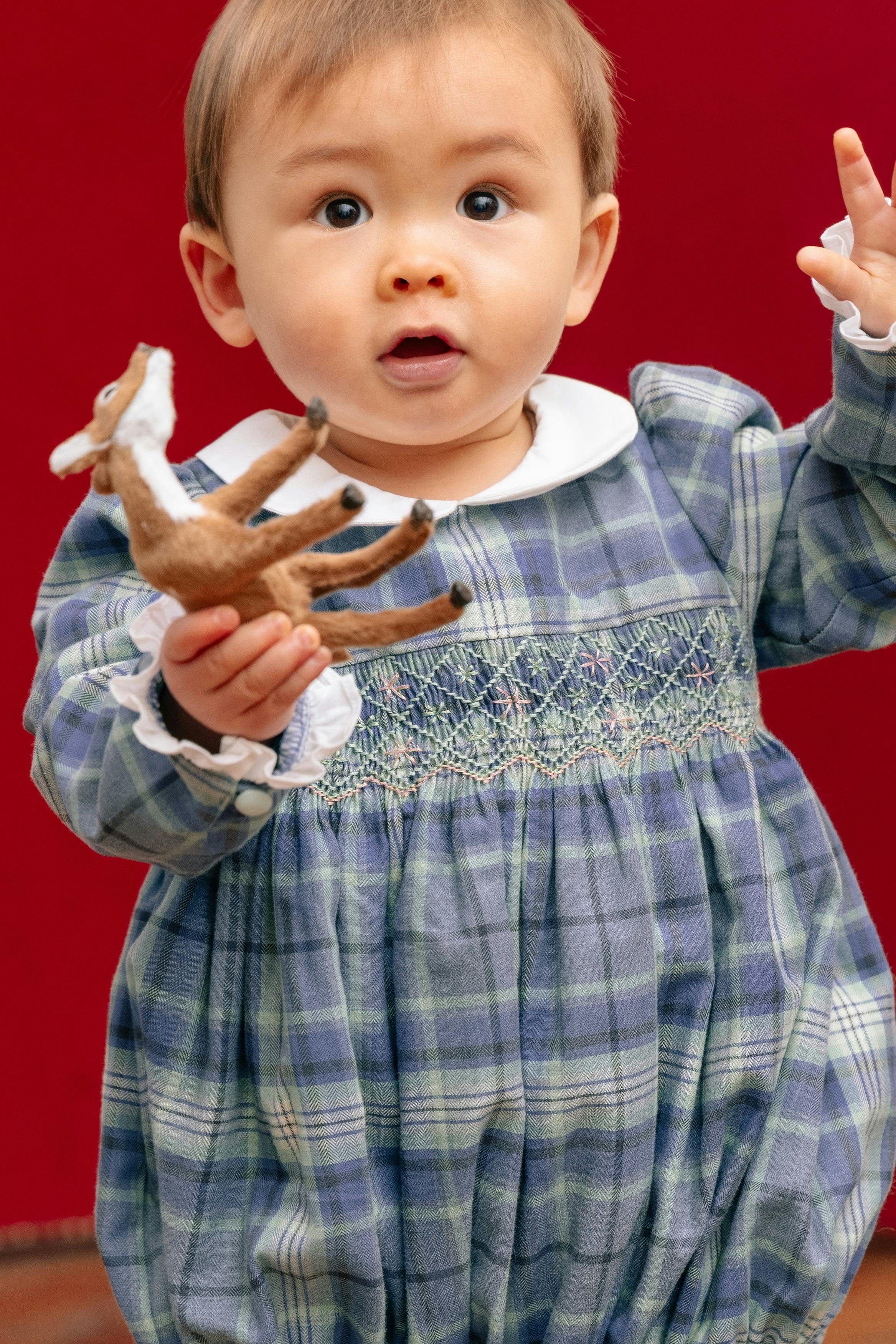 Heidi Blue Tartan Baby Romper