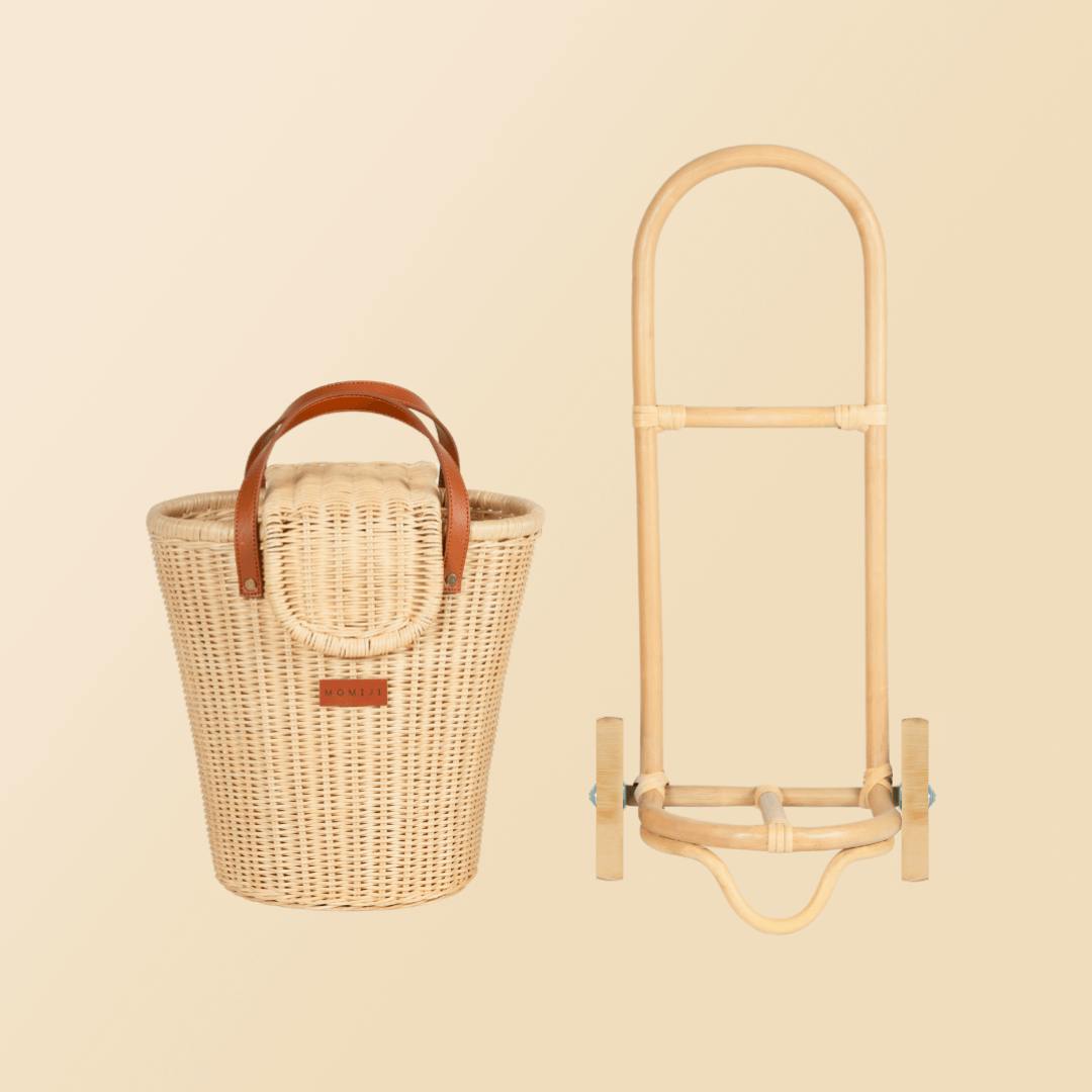 Handcrafted - Eric Kids Shopping Trolley - Rattan Wicker