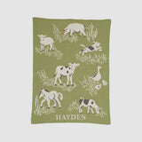 Custom Personalized Baby Sustainable Knit Throw Blanket - Farm