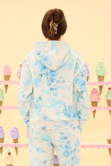 Kian Hooded Sweatshirt in Blue Aquarelle Fleur