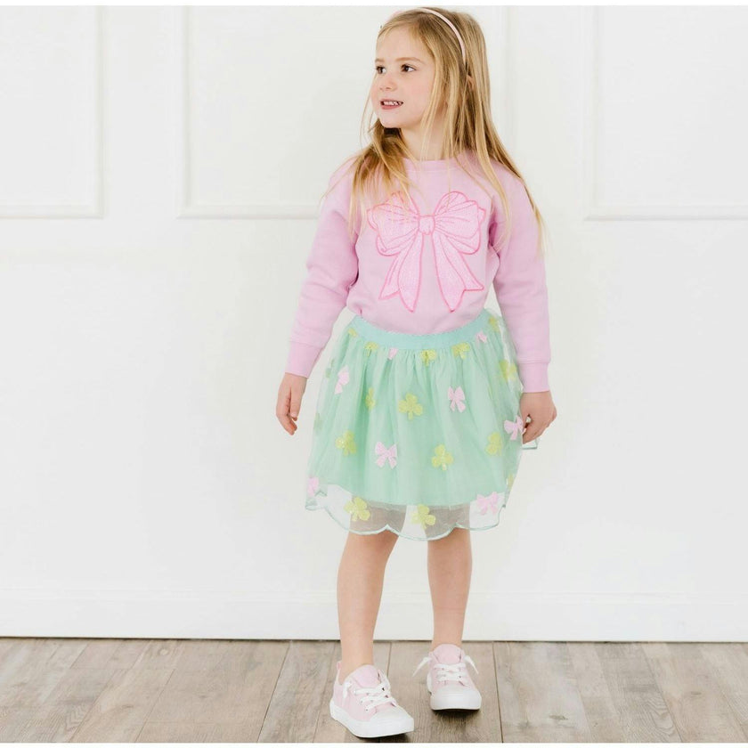 Pink Bow Sequin Patch Sweatshirt