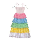 Women's Smock Bodice Tiered Dress in Block Print