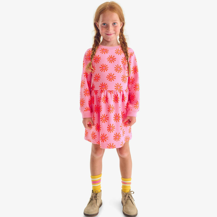 Kids easy sweatshirt dress in dandelions