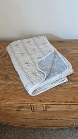 Big Kid Blanket 6 Layer Gauze QUILTED- Vintage Airplanes