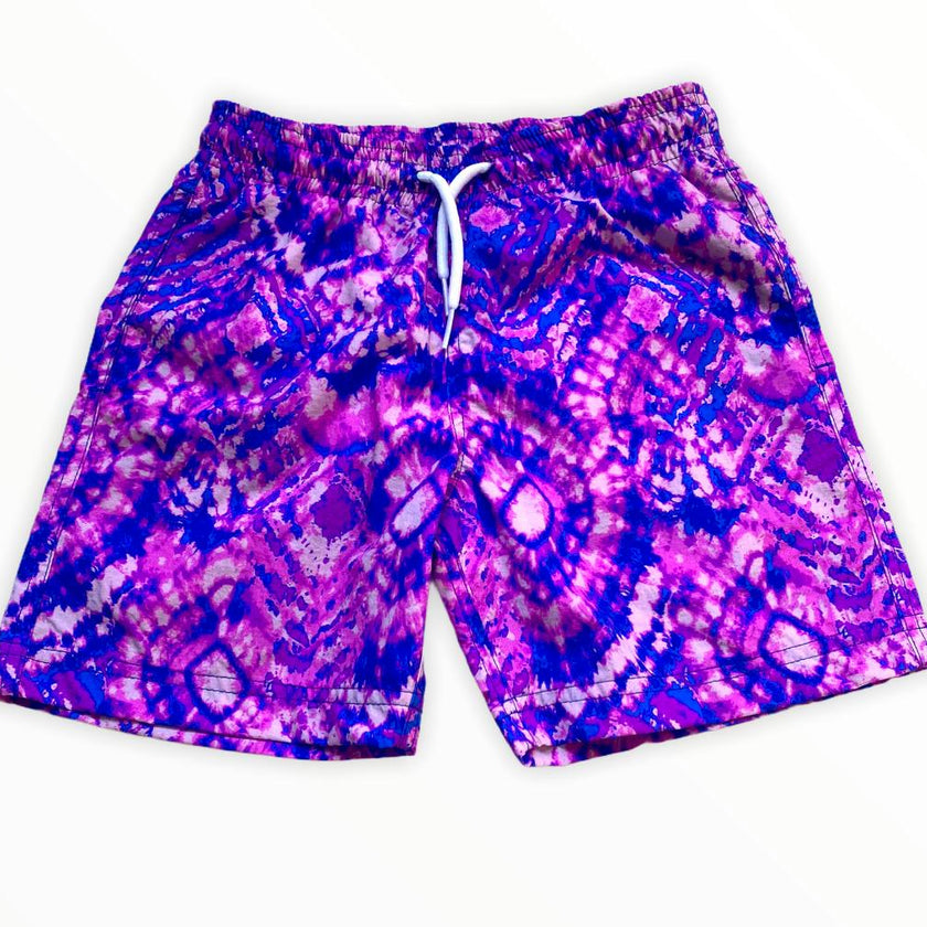 Kids' Geometric Batik Print Quick-Dry Swim Trunks