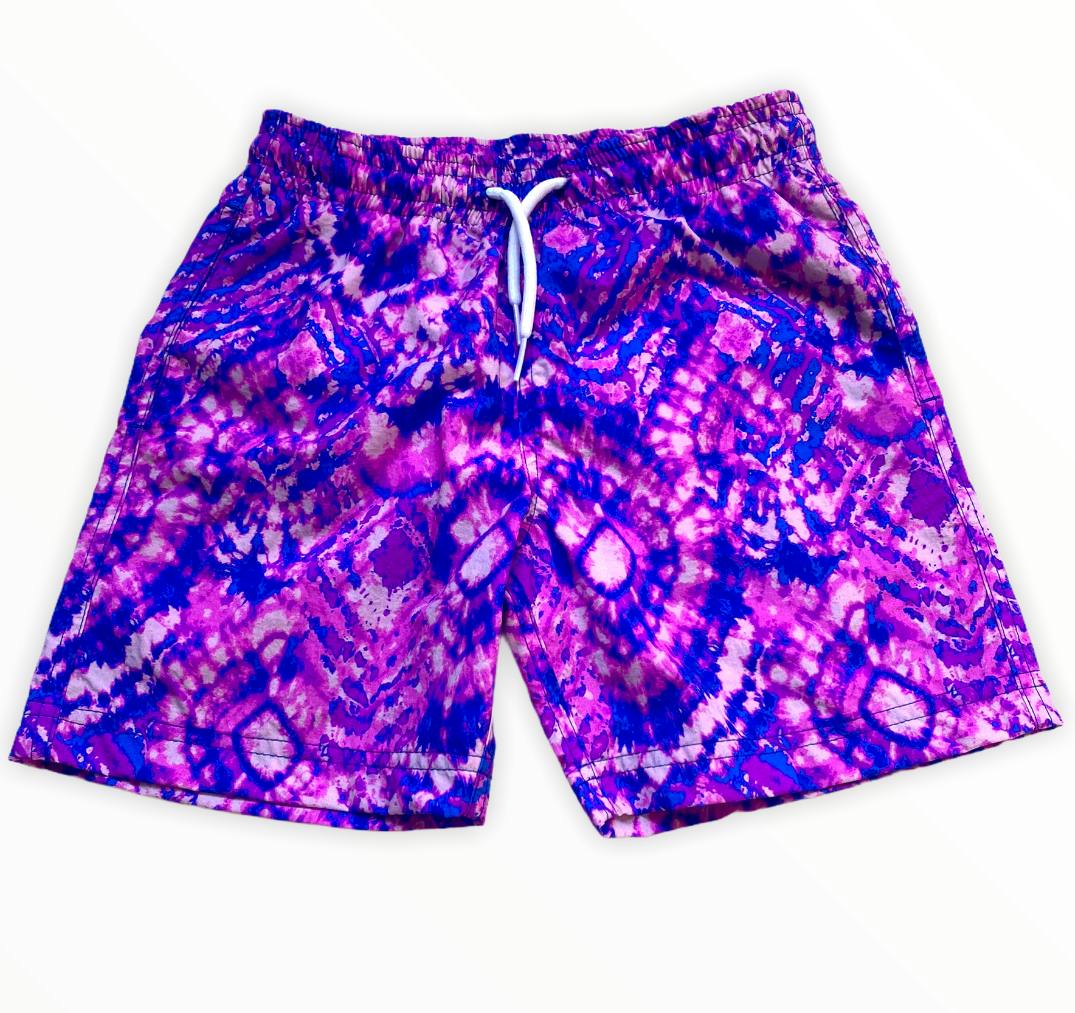 Kids' Geometric Batik Print Quick-Dry Swim Trunks