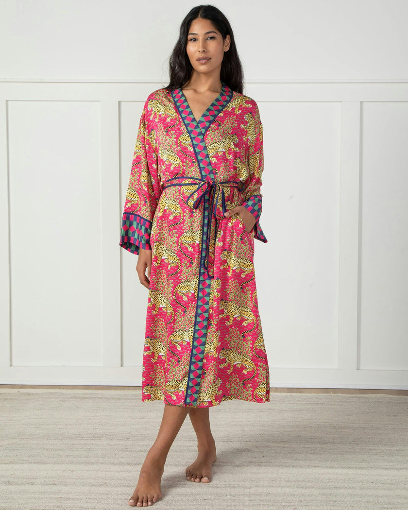 Bagheera - Eco Satin Robe - Hot Pink