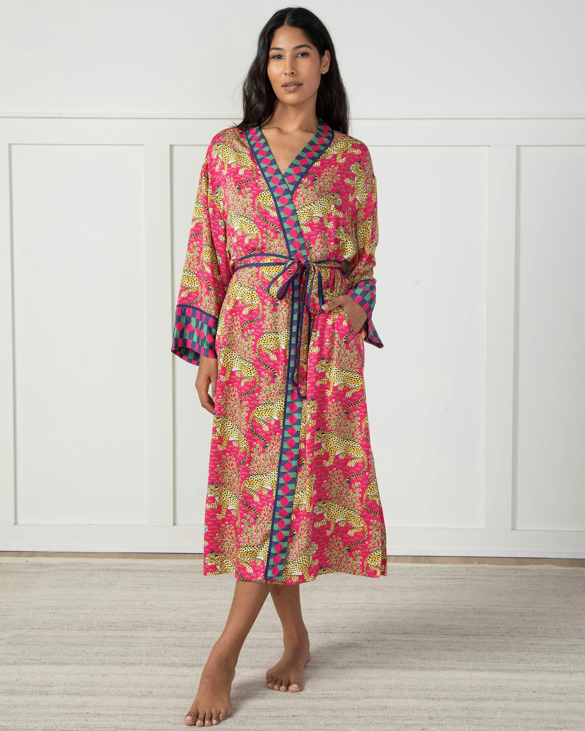 Bagheera - Eco Satin Robe - Hot Pink