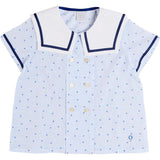 Noah Check Mariner Collar Double Breasted Shirt in Blue (18mths-6yrs)