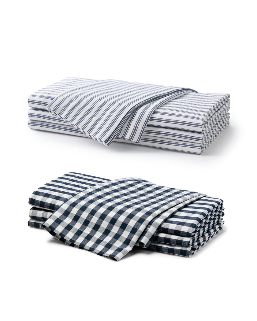 Navy French Ticking & Navy Gingham Napkin Bundle