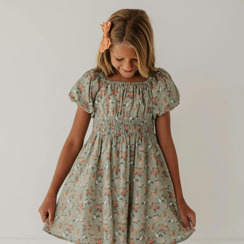 Peasant Bubble Sleeve Dress Isabella Paisley