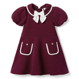 Quilted Puff Sleeve Dress, red