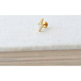 Lightning Bolt Crystal Titanium Flat Back Stud Earring