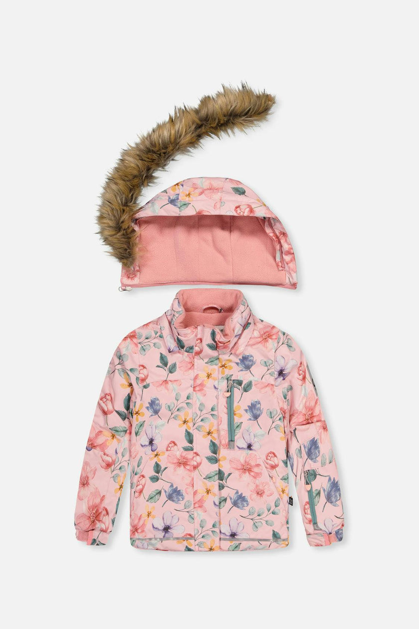 Two Piece Play Snowsuit Pink Vintage Floral Print
