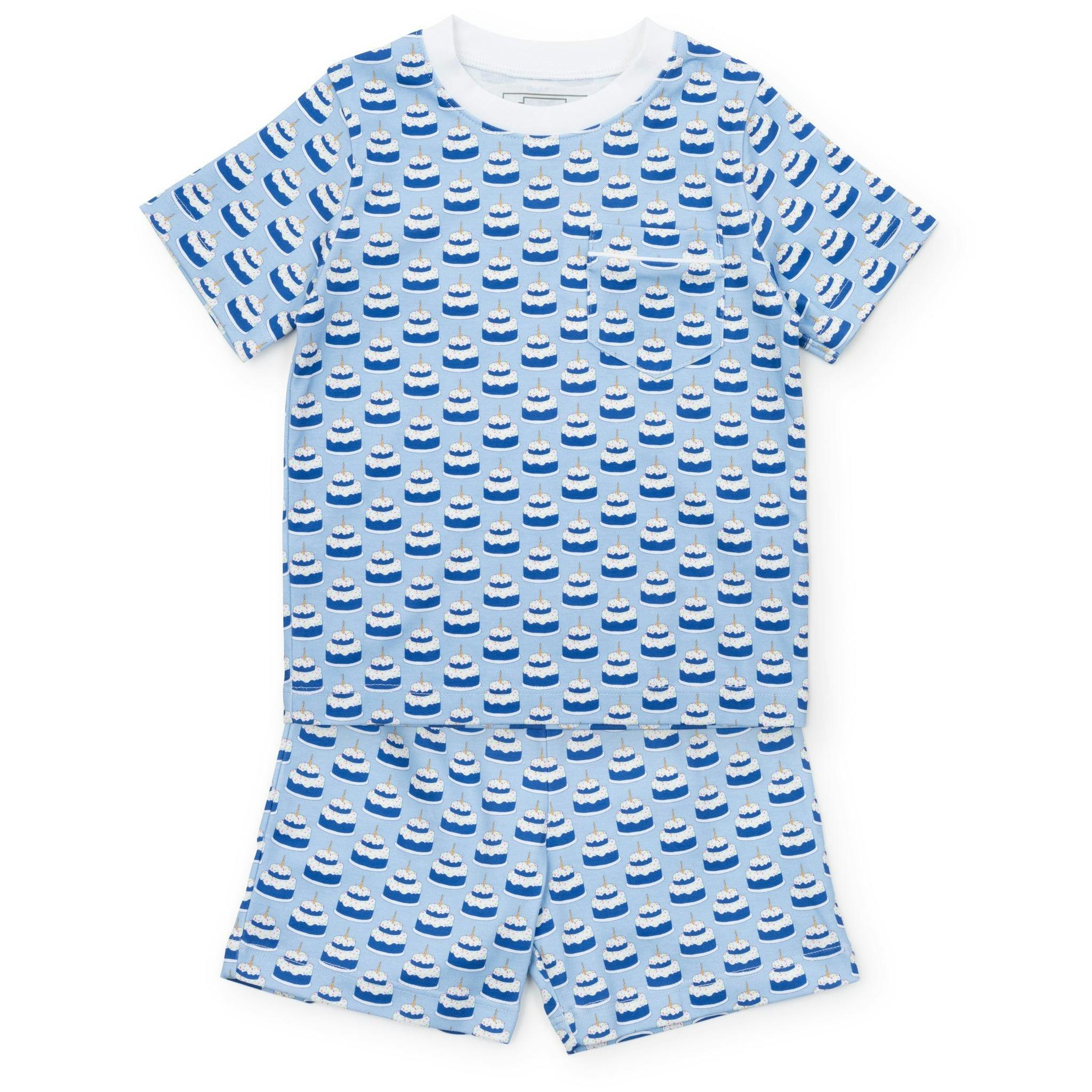 Charles Boys' Short Set - Birthday Cake Blue