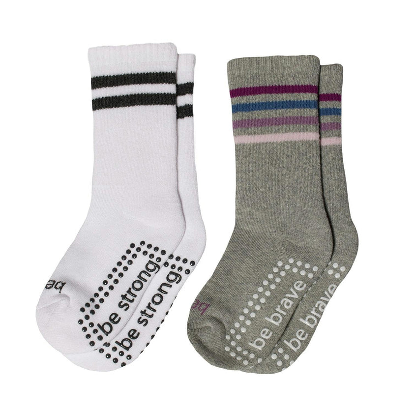 Girls 2 Pack Grip Crew Socks 2T-4T (Haven)