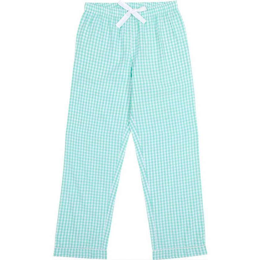 Men's Hepburn Gingham Mint PJ Pants - Organic Cotton Poplin