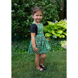 Pinafore Print Elastic Waist Full Skirt Dress