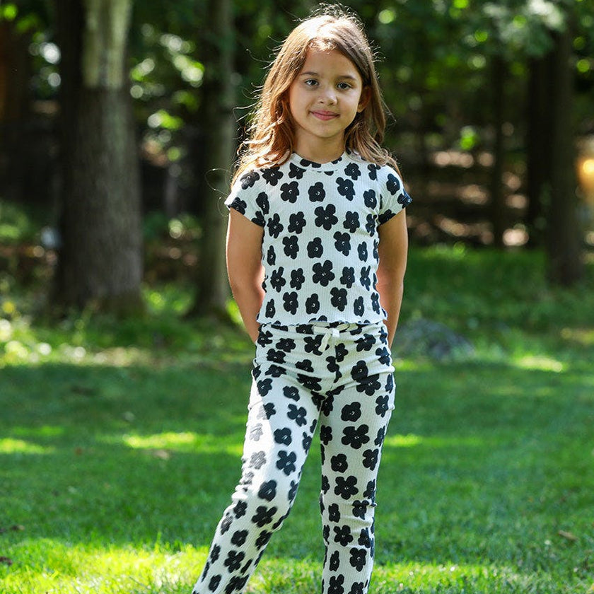 Organic Cotton Slim Flare Ribbed Pant