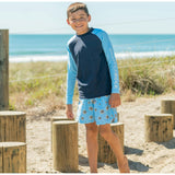 Navy Light Blue Sleeve LS Rash Top
