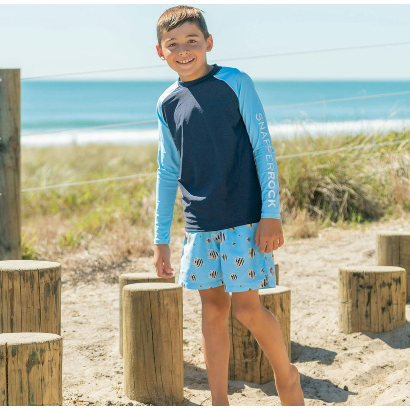 Navy Light Blue Sleeve LS Rash Top