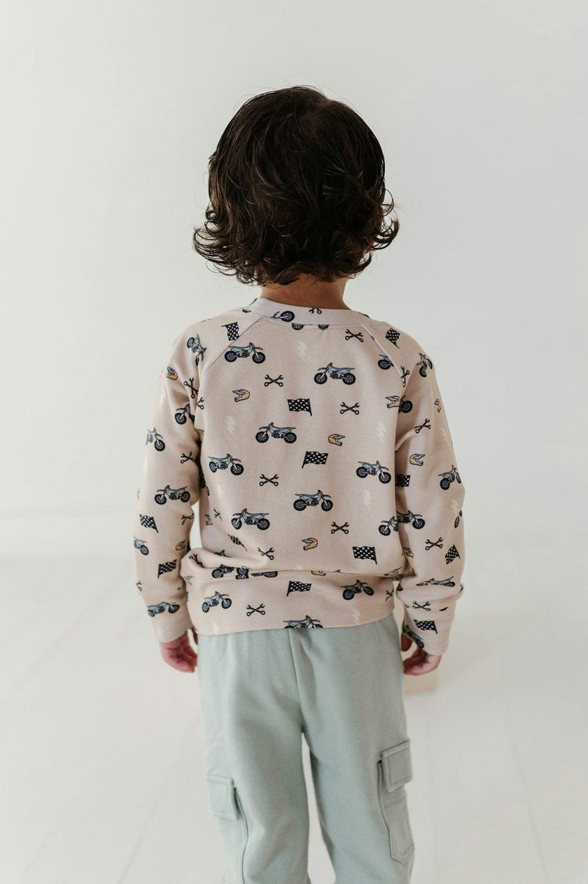 Boys Raglan Sweatshirt in Dirt Bikes
