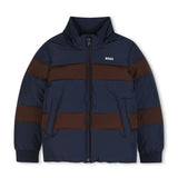 Navy Color-Block Puffer Jacket